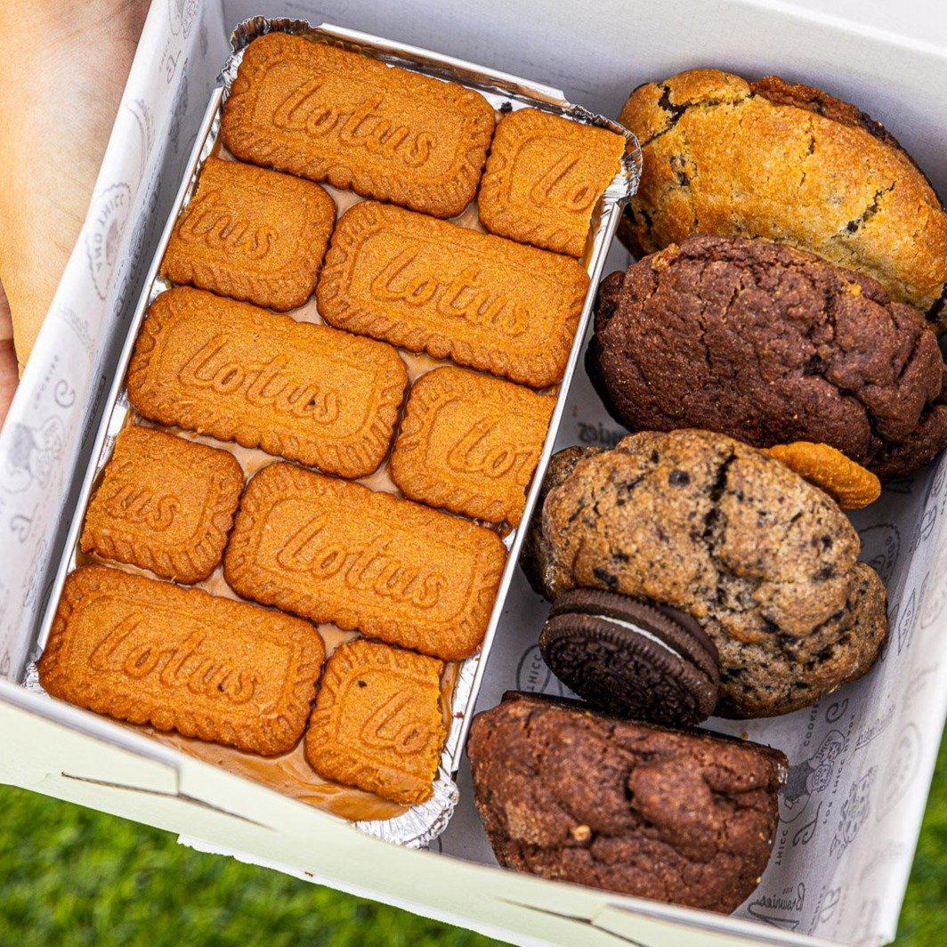 "Happy Birthday" Blue and Black Box- BIGG Brownies & THICC Cookies - New York Style Cookies